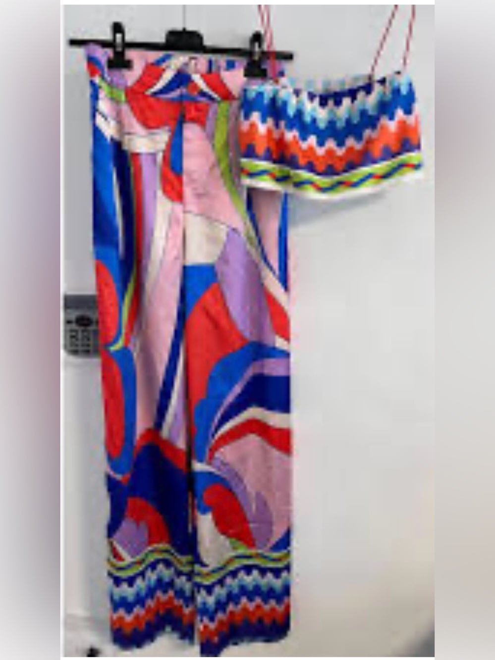 Colorful Abstract Print Wide-Leg Pants - Multicolor with top